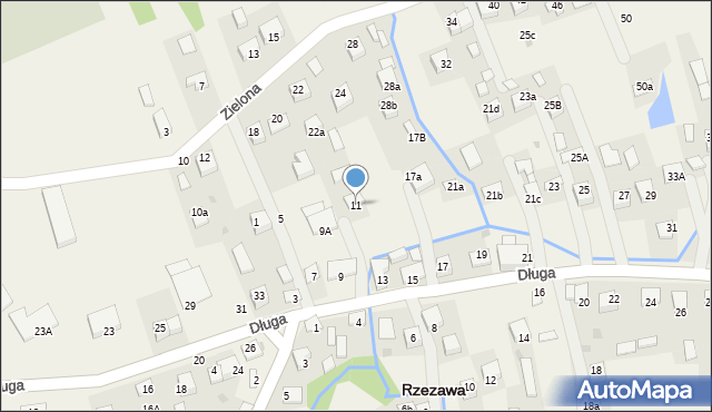 Rzezawa, Długa, 11, mapa Rzezawa