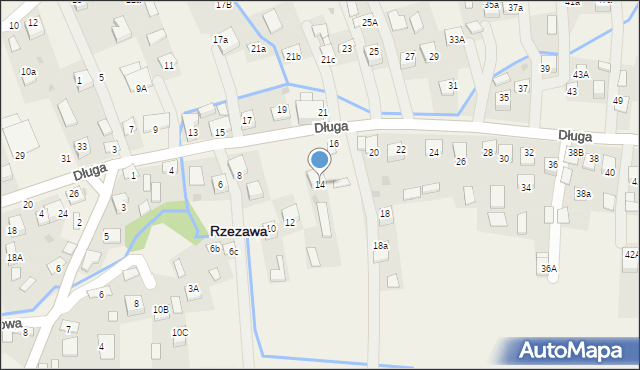Rzezawa, Długa, 14, mapa Rzezawa