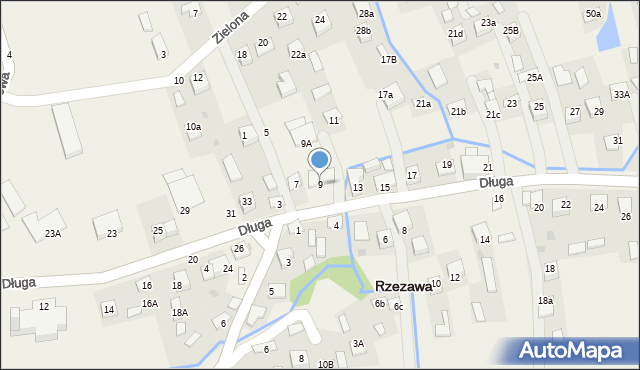 Rzezawa, Długa, 9, mapa Rzezawa