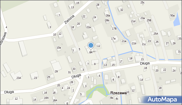 Rzezawa, Długa, 9A, mapa Rzezawa