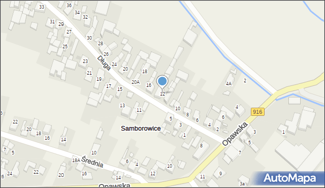 Samborowice, Długa, 12, mapa Samborowice