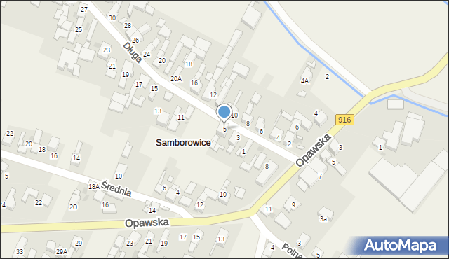 Samborowice, Długa, 5, mapa Samborowice