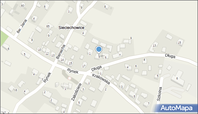 Sieciechowice, Długa, 3, mapa Sieciechowice