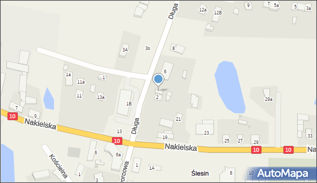 Ślesin, Długa, 4, mapa Ślesin