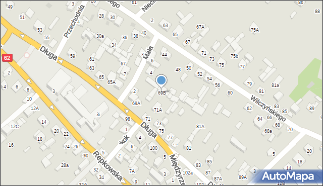 Sokołów Podlaski, Długa, 69B, mapa Sokołów Podlaski