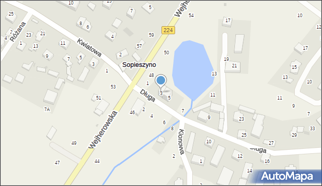 Sopieszyno, Długa, 3, mapa Sopieszyno