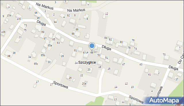 Szczyglice, Długa, 55, mapa Szczyglice