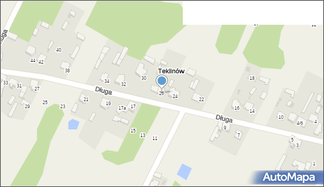 Teklinów, Długa, 26, mapa Teklinów