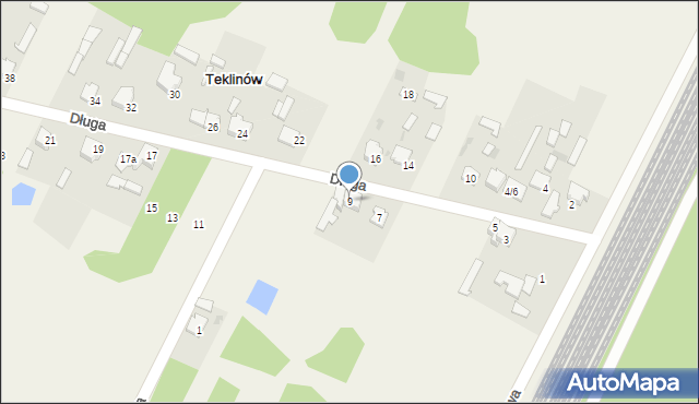 Teklinów, Długa, 9, mapa Teklinów