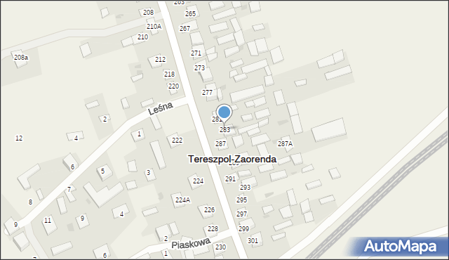 Tereszpol-Zaorenda, Długa, 283, mapa Tereszpol-Zaorenda