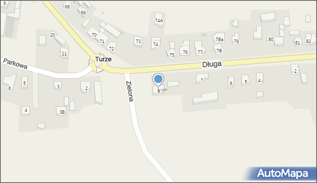 Turze, Długa, 8, mapa Turze