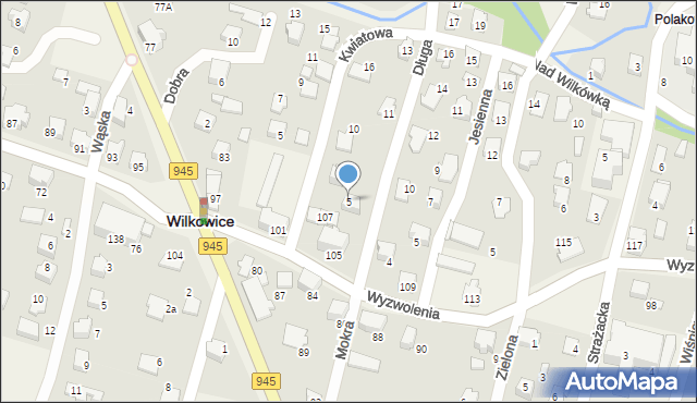 Wilkowice, Długa, 5, mapa Wilkowice