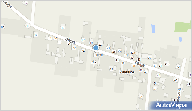 Zalesice, Długa, 28, mapa Zalesice