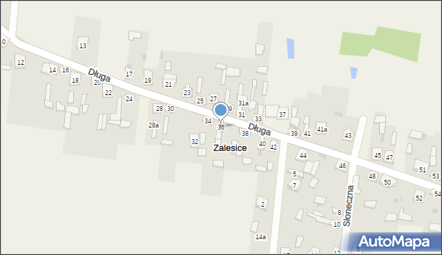 Zalesice, Długa, 36, mapa Zalesice