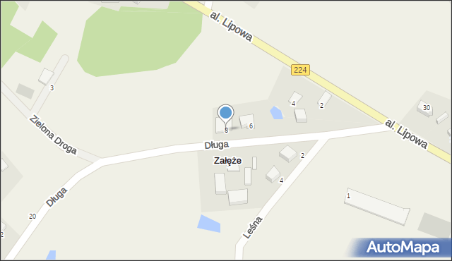 Załęże, Długa, 8, mapa Załęże