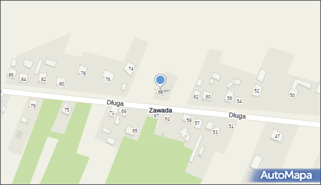 Zawada, Długa, 68, mapa Zawada