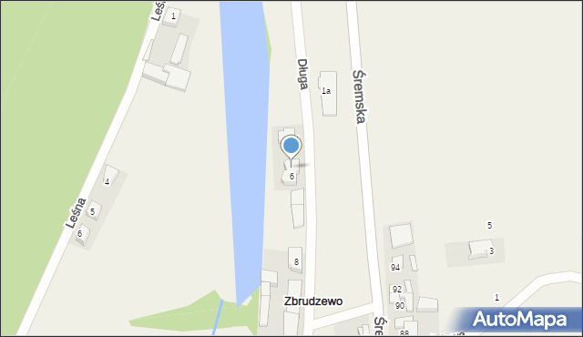 Zbrudzewo, Długa, 6A, mapa Zbrudzewo