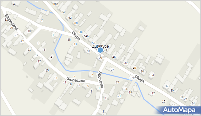 Zubrzyce, Długa, 29, mapa Zubrzyce