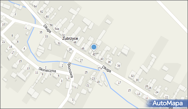 Zubrzyce, Długa, 42, mapa Zubrzyce