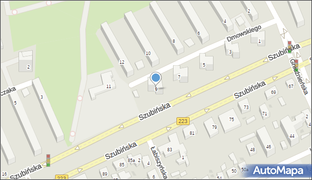 Bydgoszcz, Dmowskiego Romana, 9, mapa Bydgoszczy