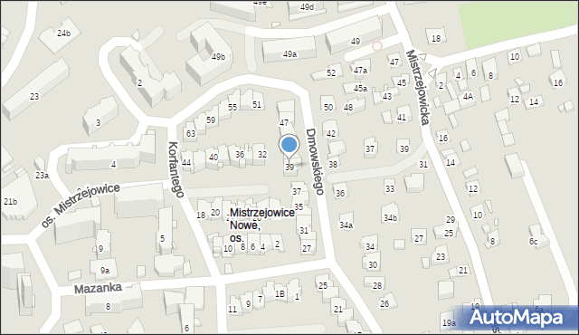 Kraków, Dmowskiego Romana, 39, mapa Krakowa
