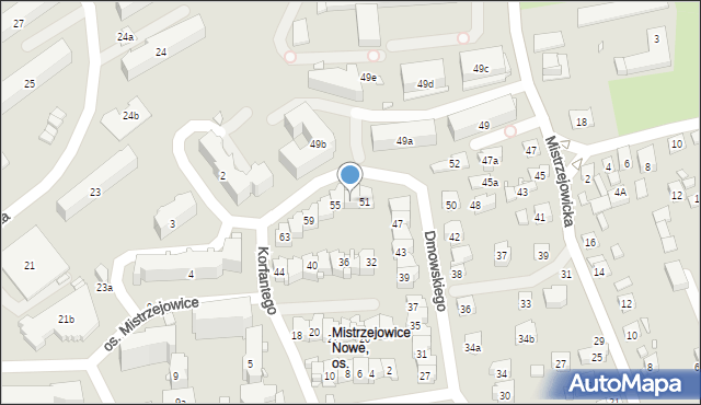 Kraków, Dmowskiego Romana, 53, mapa Krakowa