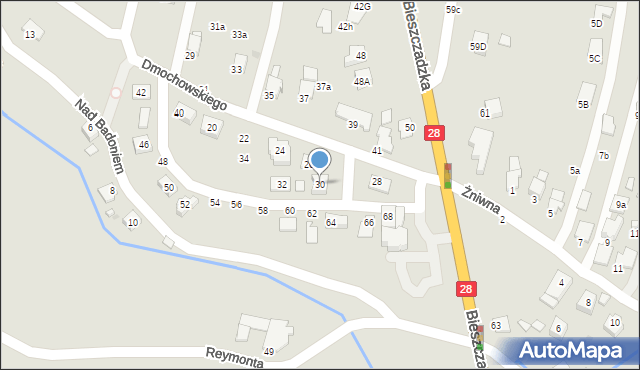 Krosno, Dmochowskiego Jerzego, prof., 30, mapa Krosna