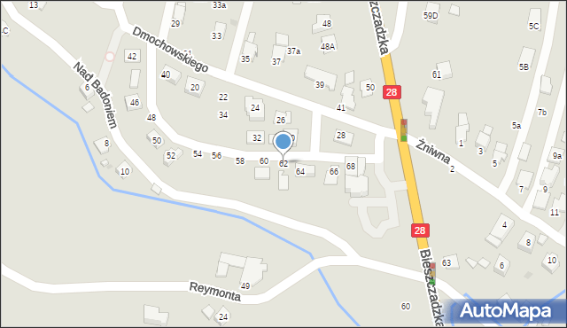 Krosno, Dmochowskiego Jerzego, prof., 62, mapa Krosna