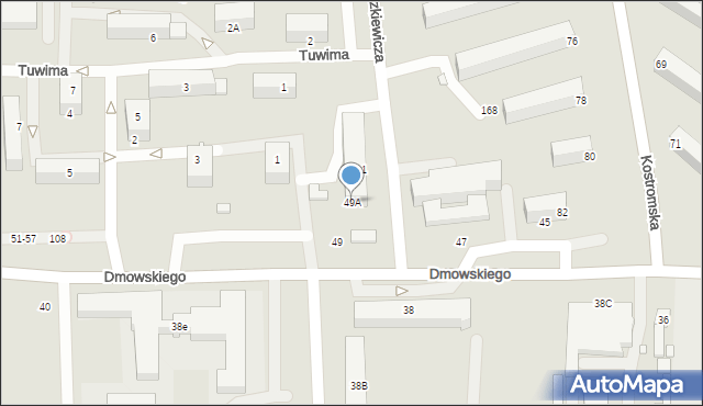 Piotrków Trybunalski, Dmowskiego Romana, 49A, mapa Piotrków Trybunalski