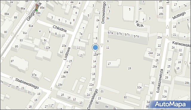 Poznań, Dmowskiego Romana, 12a, mapa Poznania