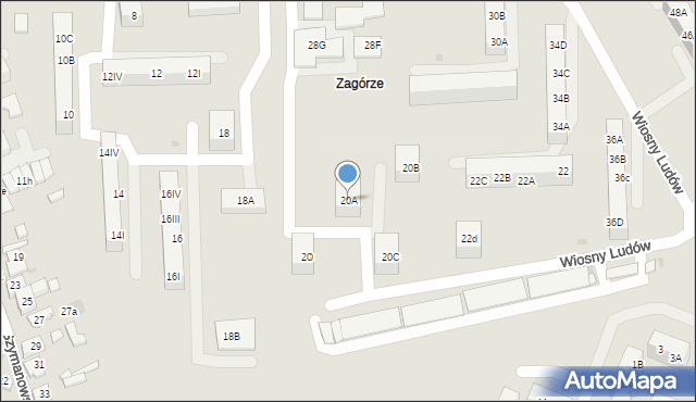 Sosnowiec, Dmowskiego Romana, 20A, mapa Sosnowca