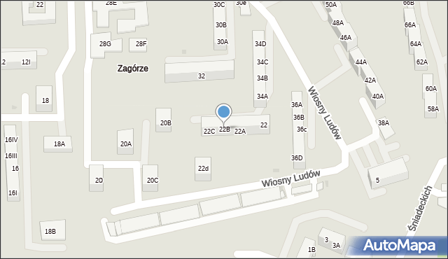 Sosnowiec, Dmowskiego Romana, 22B, mapa Sosnowca