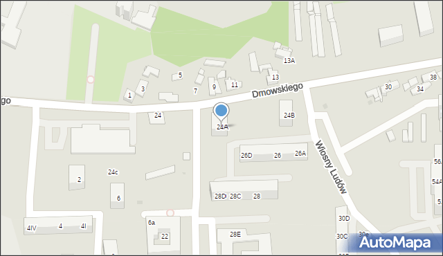 Sosnowiec, Dmowskiego Romana, 24A, mapa Sosnowca