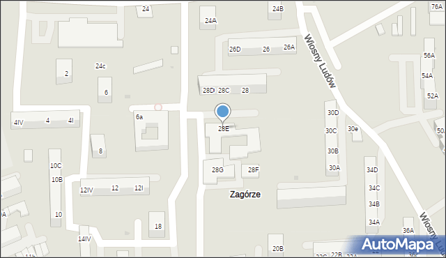 Sosnowiec, Dmowskiego Romana, 28E, mapa Sosnowca