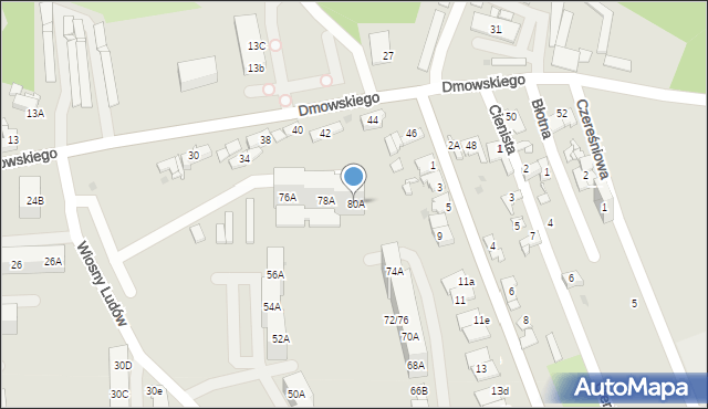 Sosnowiec, Dmowskiego Romana, 80A, mapa Sosnowca
