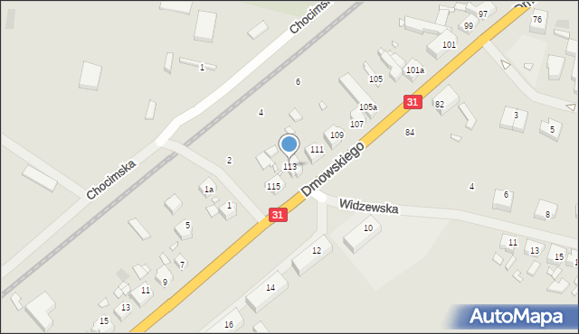 Szczecin, Dmowskiego Romana, 113, mapa Szczecina