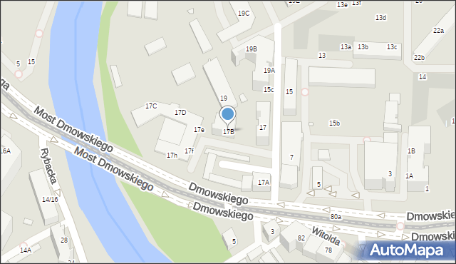 Wrocław, Dmowskiego Romana, 17B, mapa Wrocławia