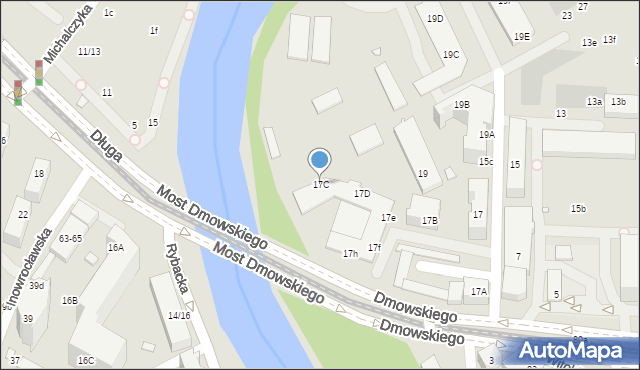 Wrocław, Dmowskiego Romana, 17C, mapa Wrocławia