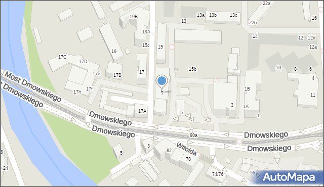 Wrocław, Dmowskiego Romana, 7, mapa Wrocławia