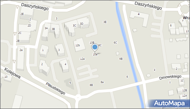 Września, Dmowskiego Romana, 10a, mapa Wrześni