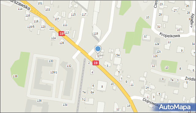 Białystok, Dojlidy Fabryczne, 1, mapa Białegostoku