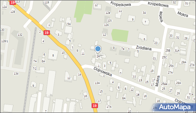 Białystok, Dojnowska, 1A, mapa Białegostoku