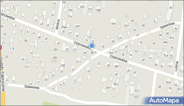 Białystok, Dojnowska, 30, mapa Białegostoku