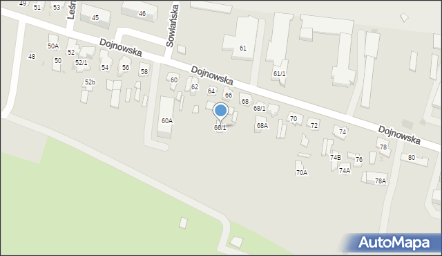 Białystok, Dojnowska, 66/1, mapa Białegostoku