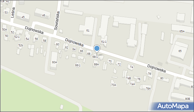 Białystok, Dojnowska, 68/1A, mapa Białegostoku