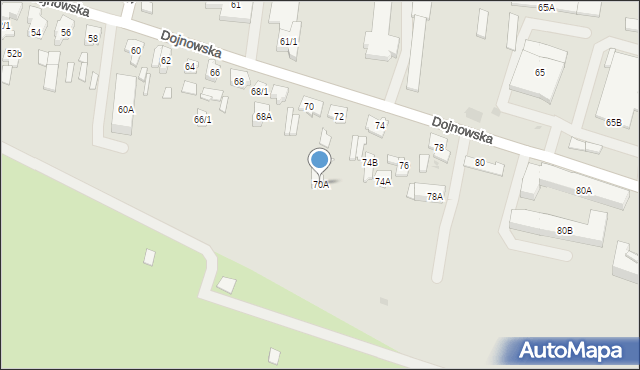 Białystok, Dojnowska, 70A, mapa Białegostoku