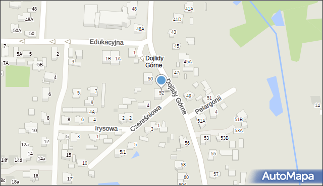 Białystok, Dojlidy Górne, 52, mapa Białegostoku