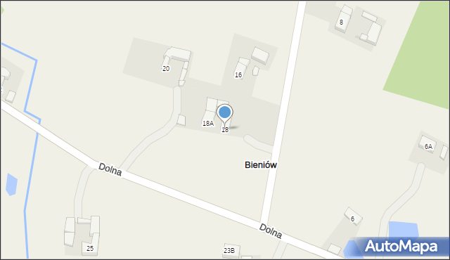 Bieniów, Dolna, 18, mapa Bieniów