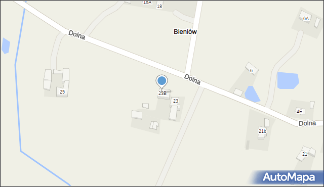 Bieniów, Dolna, 23B, mapa Bieniów