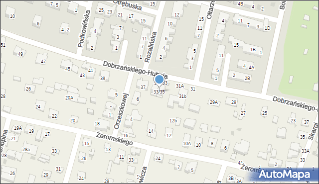 Blizne Jasińskiego, Dobrzańskiego-Hubala Henryka, mjr., 33/35, mapa Blizne Jasińskiego